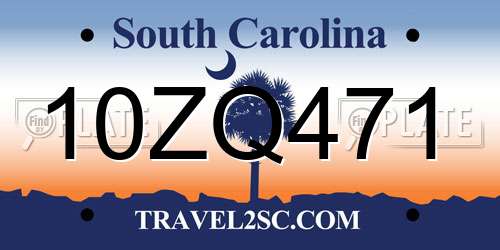 10ZQ471 South Carolina License Plate