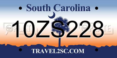 10ZS228 South Carolina License Plate