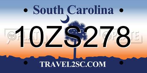 10ZS278 South Carolina License Plate