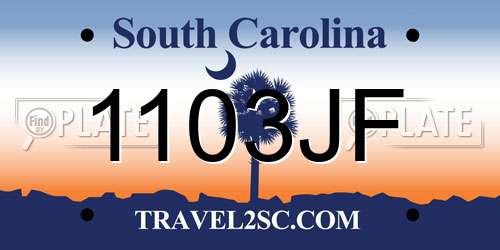 1103JF South Carolina License Plate