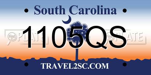 1105QS South Carolina License Plate