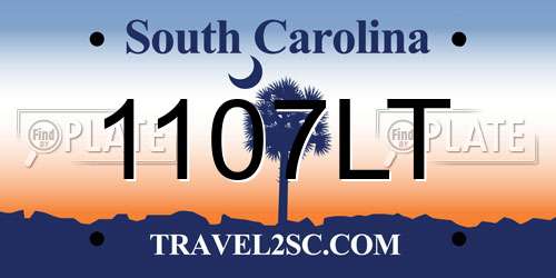 1107LT South Carolina License Plate