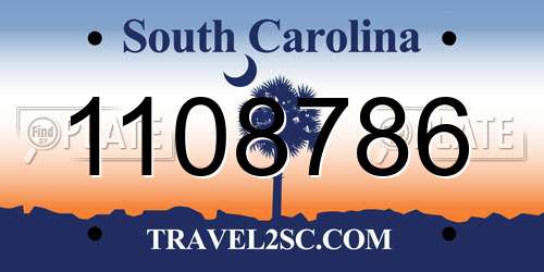 1108786 South Carolina License Plate