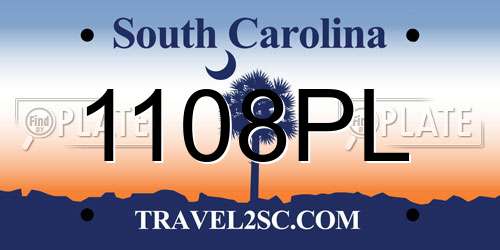 1108PL South Carolina License Plate