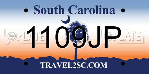 1109JP South Carolina License Plate