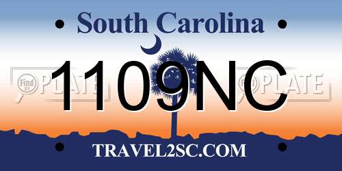 1109NC South Carolina License Plate