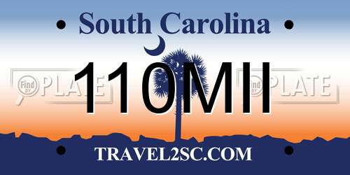 110MII South Carolina License Plate