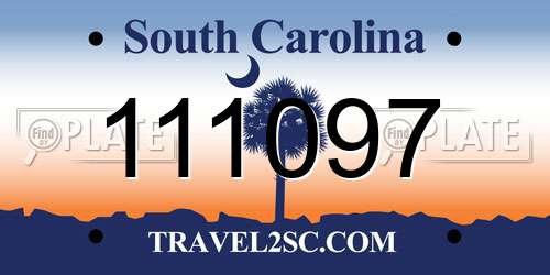 111097 South Carolina License Plate