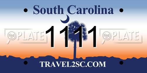 1111 South Carolina License Plate