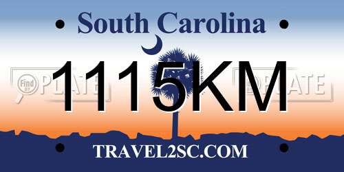 1115KM South Carolina License Plate