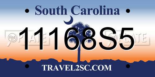 11168S5 South Carolina License Plate