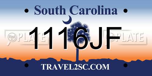 1116JF South Carolina License Plate