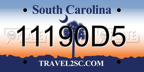 11190D5 South Carolina License Plate