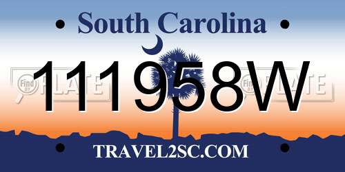111958W South Carolina License Plate