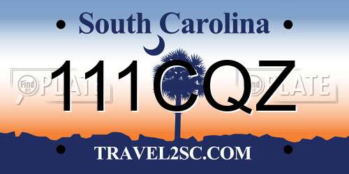 111CQZ South Carolina License Plate