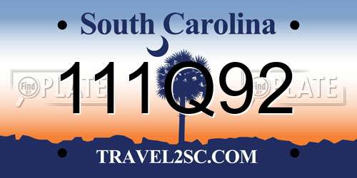 111Q92 South Carolina License Plate