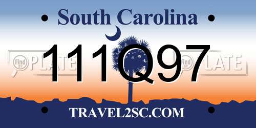 111Q97 South Carolina License Plate