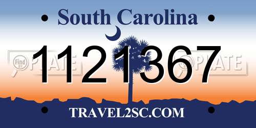 1121367 South Carolina License Plate