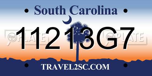 11213G7 South Carolina License Plate