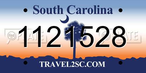 1121528 South Carolina License Plate
