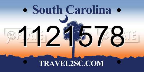 1121578 South Carolina License Plate