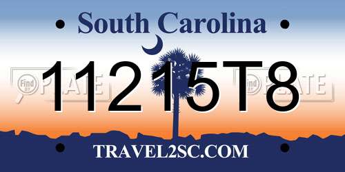 11215T8 South Carolina License Plate