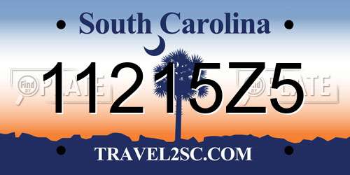 11215Z5 South Carolina License Plate
