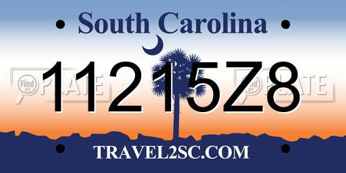 11215Z8 South Carolina License Plate