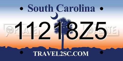 11218Z5 South Carolina License Plate