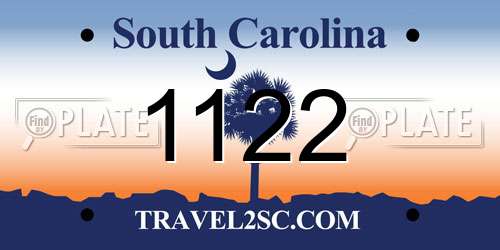 1122 South Carolina License Plate