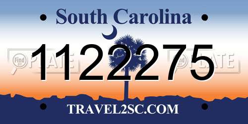 1122275 South Carolina License Plate