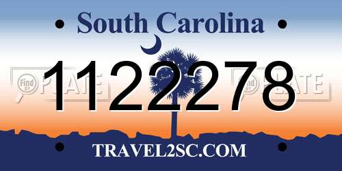 1122278 South Carolina License Plate