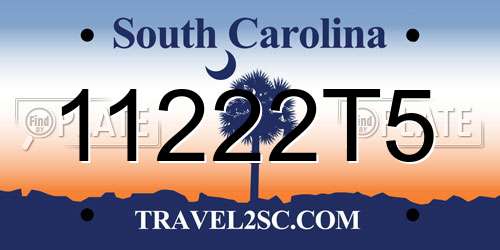 11222T5 South Carolina License Plate