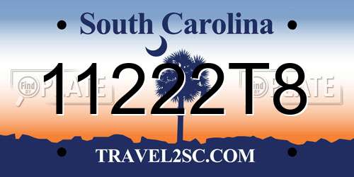 11222T8 South Carolina License Plate