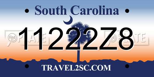 11222Z8 South Carolina License Plate