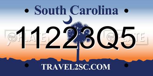 11223Q5 South Carolina License Plate