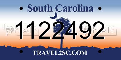 1122492 South Carolina License Plate