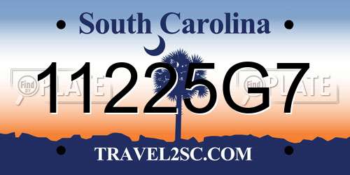 11225G7 South Carolina License Plate