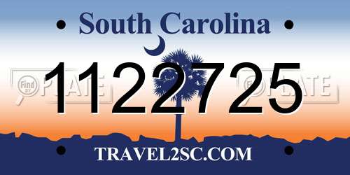 1122725 South Carolina License Plate