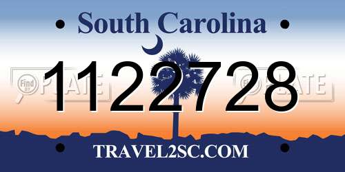 1122728 South Carolina License Plate