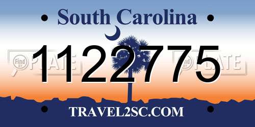 1122775 South Carolina License Plate