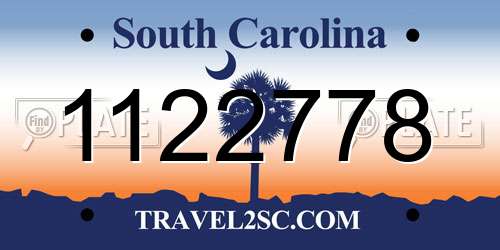 1122778 South Carolina License Plate