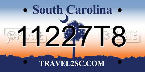 11227T8 South Carolina License Plate
