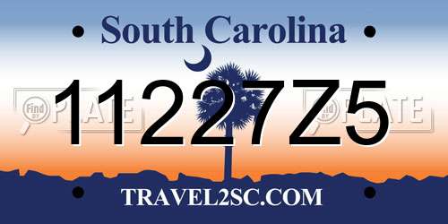 11227Z5 South Carolina License Plate