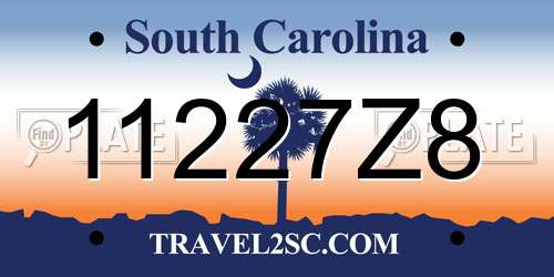 11227Z8 South Carolina License Plate