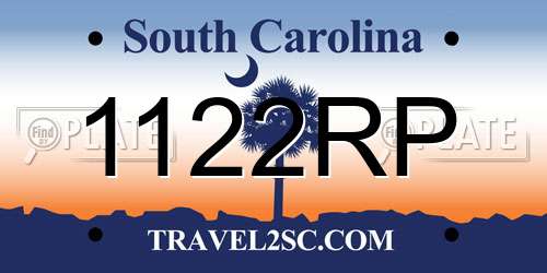 1122RP South Carolina License Plate