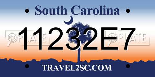 11232E7 South Carolina License Plate
