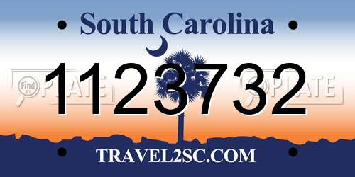 1123732 South Carolina License Plate