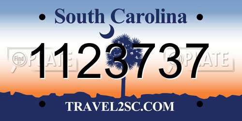 1123737 South Carolina License Plate
