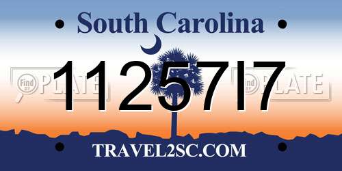 11257I7 South Carolina License Plate